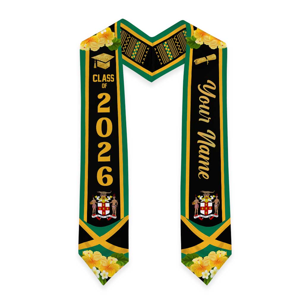 Personalized Jamaica Graduation Stole Jumieka Coat of Arms