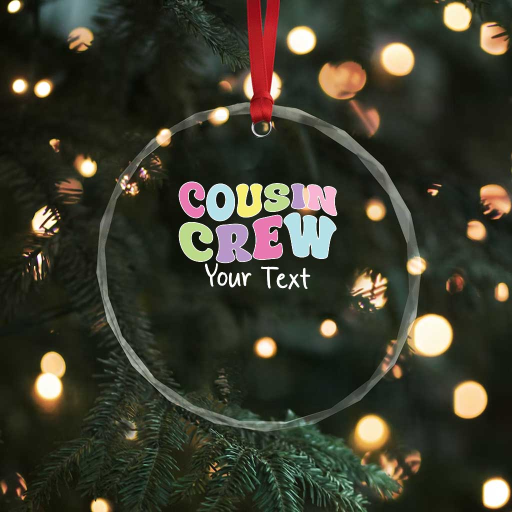 Personalized Matching Cousin Crew Crystal Glass Ornament Custom Name Retro Family Reunion Cousins Vacation - Wonder Print Shop