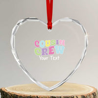 Personalized Matching Cousin Crew Heart Crystal Glass Ornament Custom Name Retro Family Reunion Cousins Vacation - Wonder Print Shop
