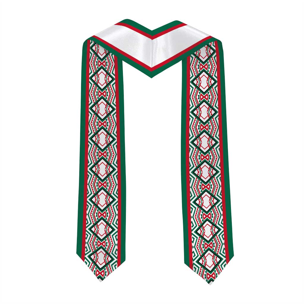 Personalized Mexico Graduation Stole Coat of Arm Aztec Pattern