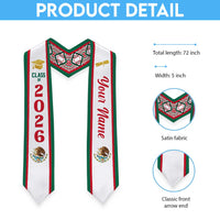 Personalized Mexico Graduation Stole Coat of Arm Aztec Pattern