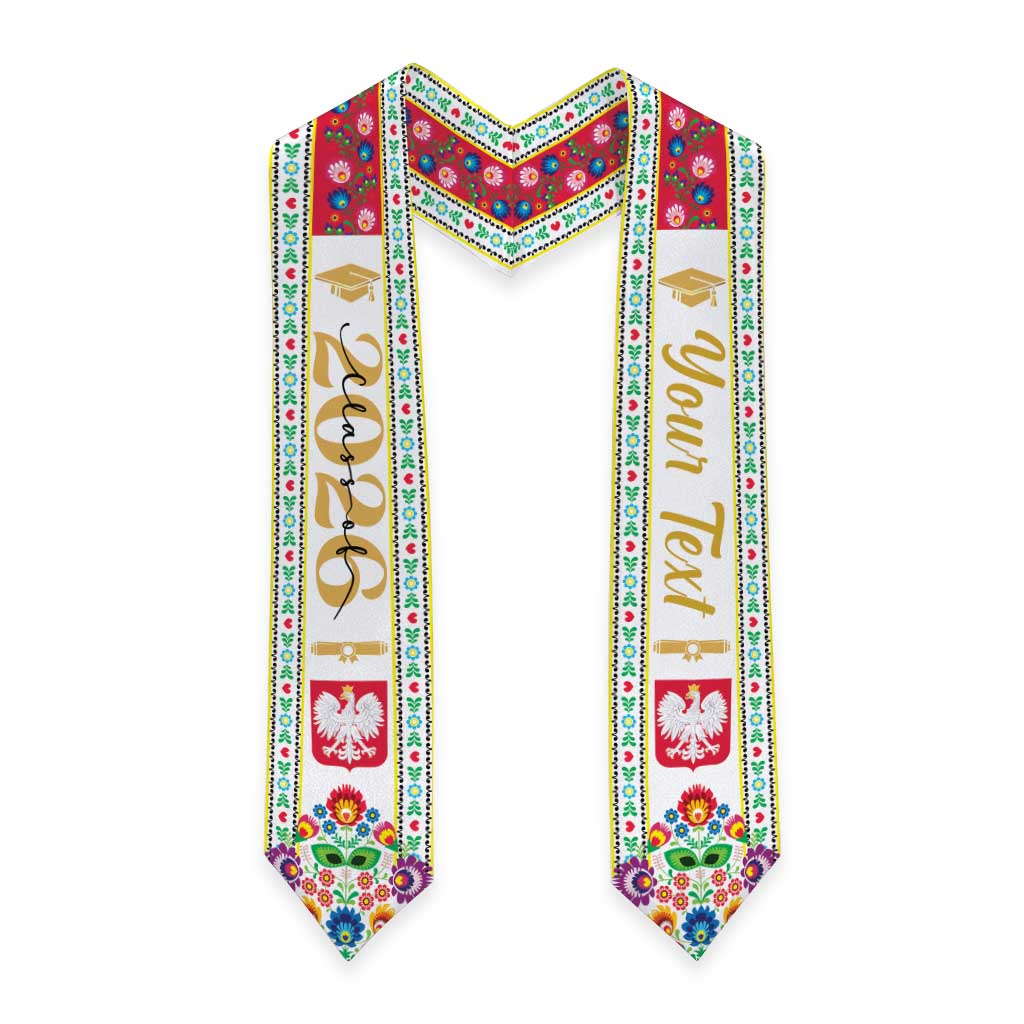 Personalized Poland Graduation Stole Polish Wycinanki Folk Eagle Pattern