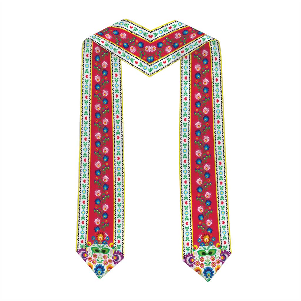 Personalized Poland Graduation Stole Polish Wycinanki Folk Eagle Pattern