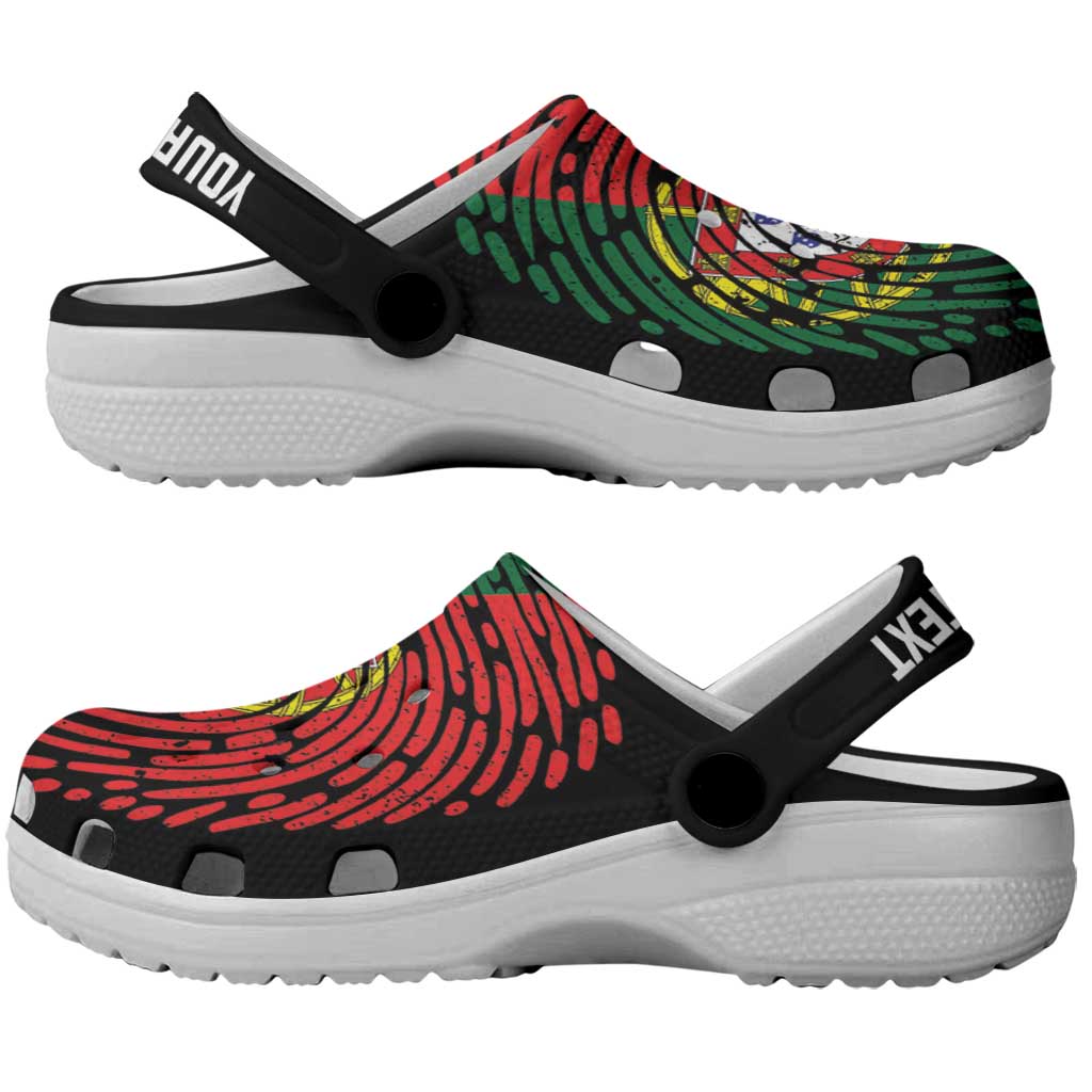 Personalized Portugal Clogs Shoes DNA Flag Portuguese Fingerprint Art