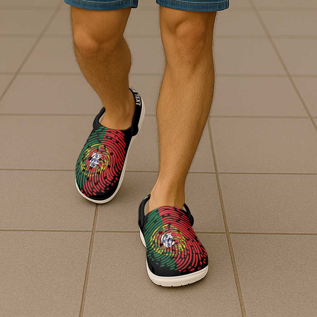Personalized Portugal Clogs Shoes DNA Flag Portuguese Fingerprint Art