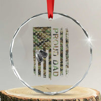 Personalized Proud Army Dad Crystal Glass Ornament Custom Name Dog Tag Camo American Flag Gift