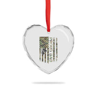 Personalized Proud Army Dad Heart Crystal Glass Ornament Custom Name Dog Tag Camo American Flag Gift