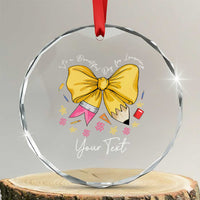 Personalized Teacher Coquette Bow Crystal Glass Ornament Custom Name Cute Teacher Appreciation Gift - Wonder Print Shop