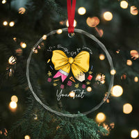 Personalized Teacher Coquette Bow Crystal Glass Ornament Custom Name Cute Teacher Appreciation Gift - Wonder Print Shop
