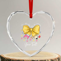 Personalized Teacher Coquette Bow Heart Crystal Glass Ornament Custom Name Cute Teacher Appreciation Gift - Wonder Print Shop