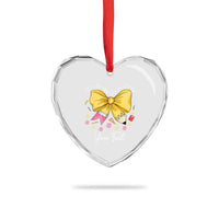 Personalized Teacher Coquette Bow Heart Crystal Glass Ornament Custom Name Cute Teacher Appreciation Gift - Wonder Print Shop