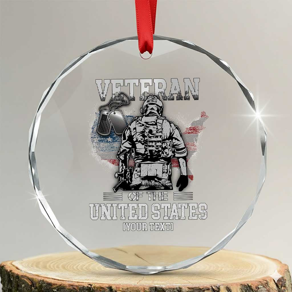 Personalized Veteran Flag Crystal Glass Ornament Custom Name U.S. Army