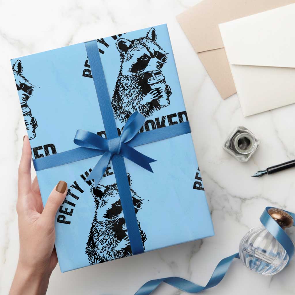 Petty When Provoked Wrapping Paper Roll Funny Raccoon Meme - Wonder Print Shop