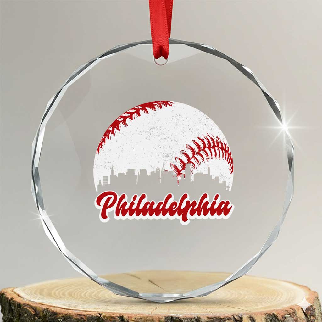 Philadelphia Baseball Crystal Glass Ornament Vintage Skyline City - Wonder Print Shop