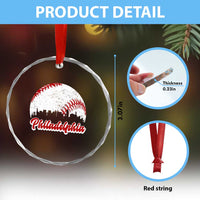 Philadelphia Baseball Crystal Glass Ornament Vintage Skyline City - Wonder Print Shop