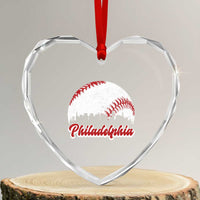 Philadelphia Baseball Heart Crystal Glass Ornament Vintage Skyline City - Wonder Print Shop
