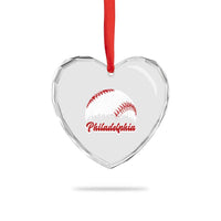 Philadelphia Baseball Heart Crystal Glass Ornament Vintage Skyline City - Wonder Print Shop