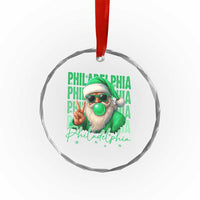 Philadelphia Football Christmas Crystal Glass Ornament Santa Retro Philly Fan - Wonder Print Shop