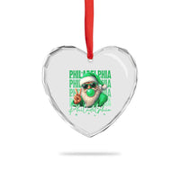 Philadelphia Football Christmas Heart Crystal Glass Ornament Santa Retro Philly Fan - Wonder Print Shop