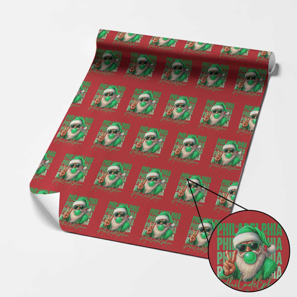 Philadelphia Football Christmas Wrapping Paper Roll Santa Retro Philly Fan - Wonder Print Shop