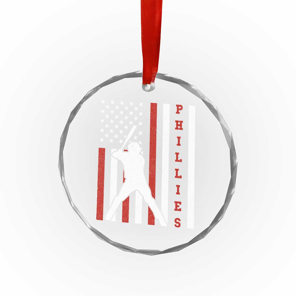 Phillies Baseball Crystal Glass Ornament Cool Distressed Philadelphia Red October US Flag - Wonder Print Shop
