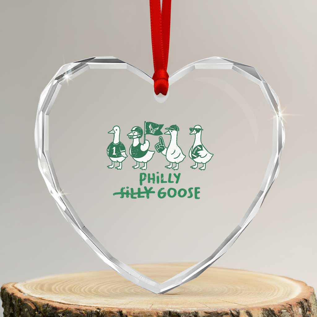 Philly Goose Heart Crystal Glass Ornament Funny Philadelphia Football Fan Gear Silly Gooses - Wonder Print Shop