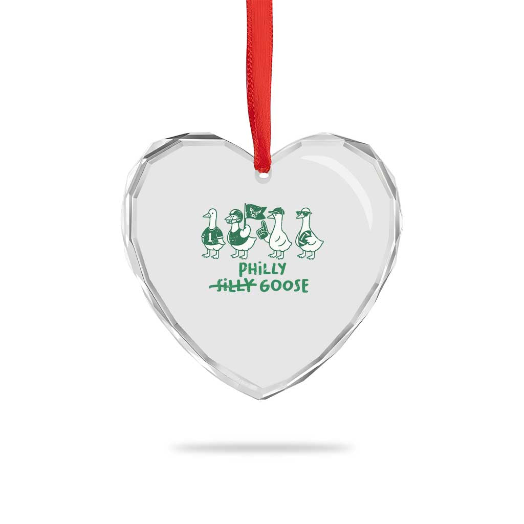 Philly Goose Heart Crystal Glass Ornament Funny Philadelphia Football Fan Gear Silly Gooses - Wonder Print Shop