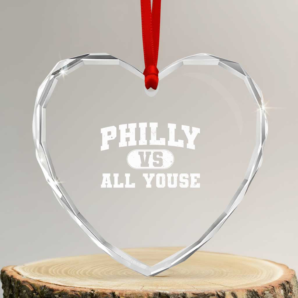Philly Vs All Youse Heart Crystal Glass Ornament Vintage Funny Philadelphia Slang