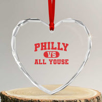Philly Vs All Youse Heart Crystal Glass Ornament Vintage Funny Philadelphia Slang Red