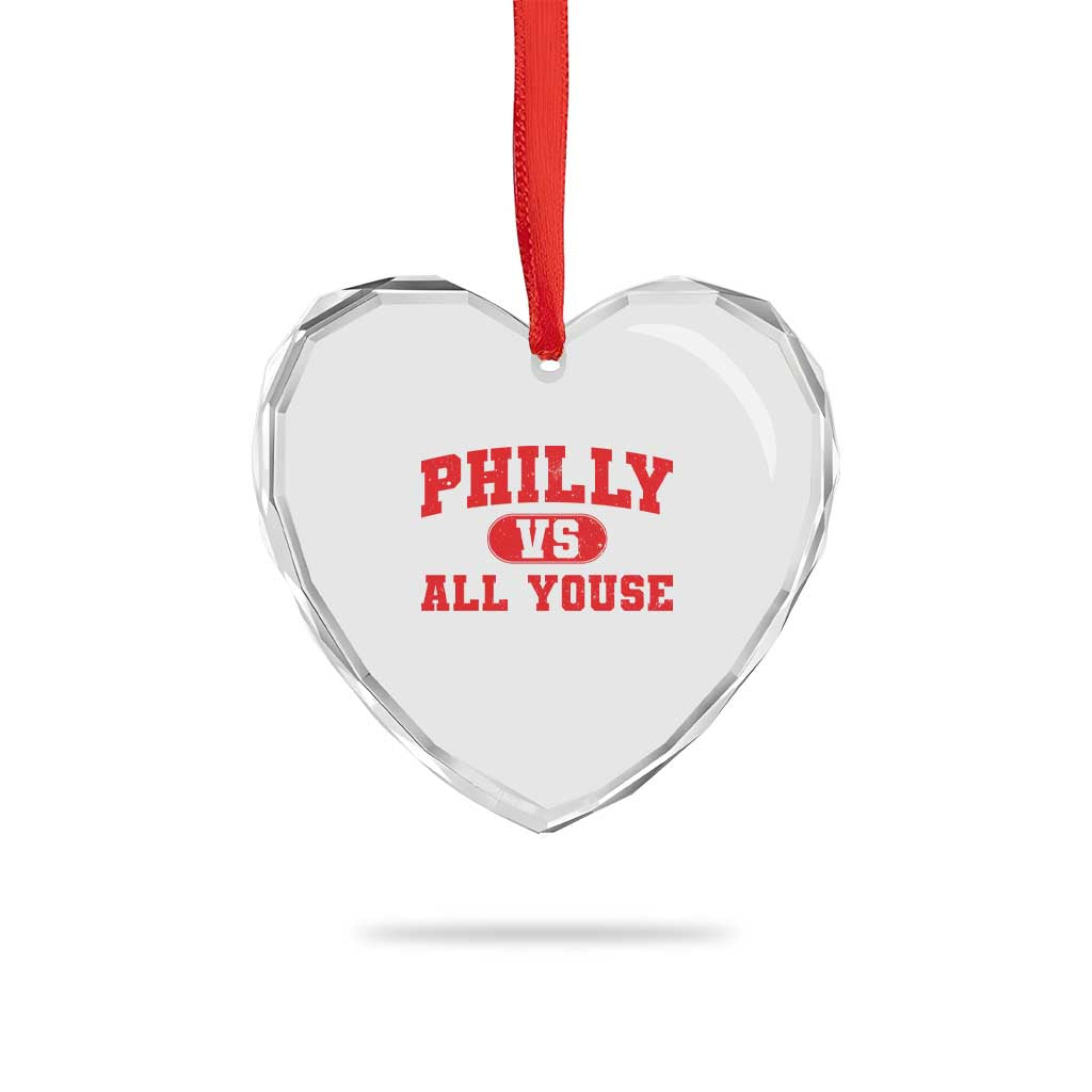 Philly Vs All Youse Heart Crystal Glass Ornament Vintage Funny Philadelphia Slang Red