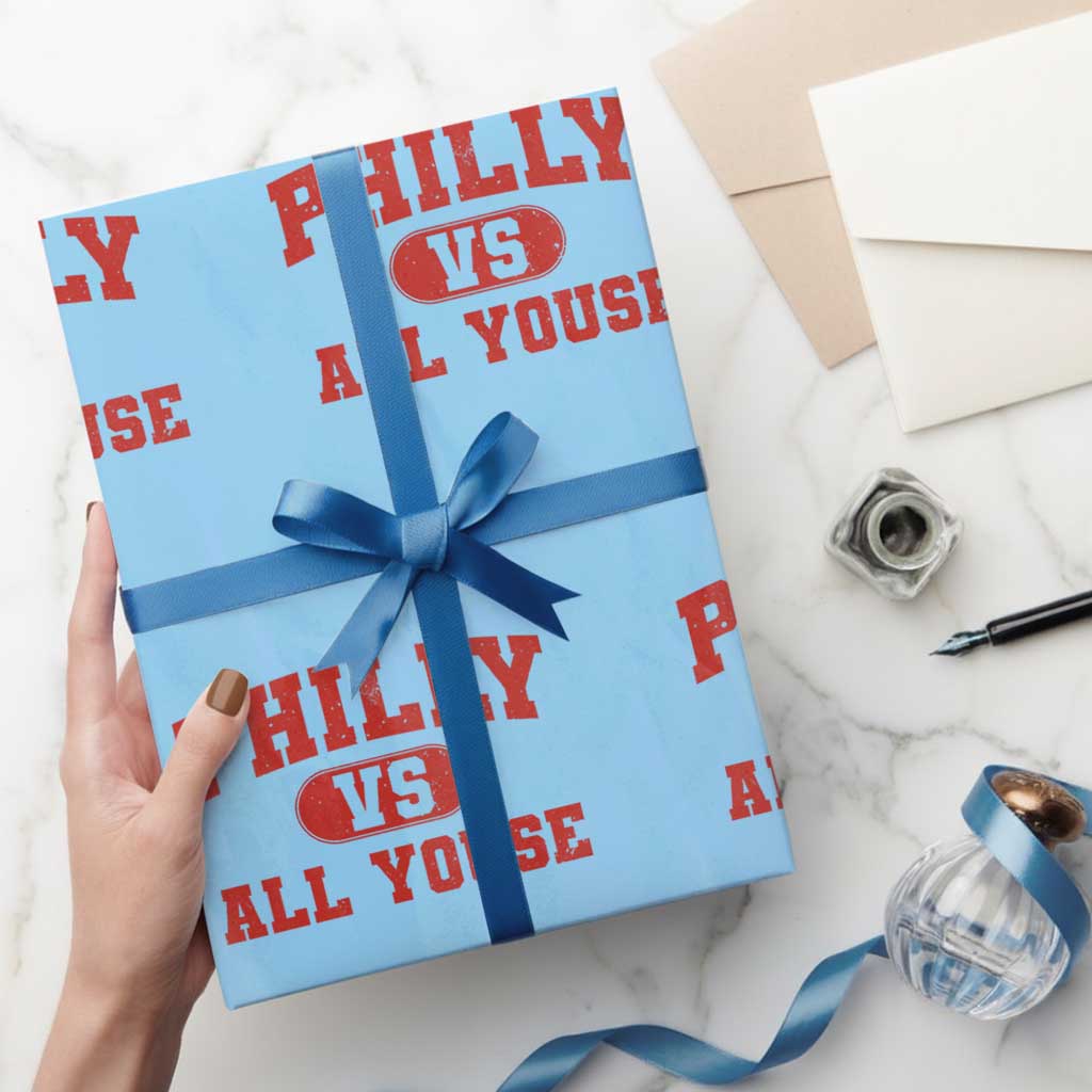 Philly Vs All Youse Wrapping Paper Roll Vintage Funny Philadelphia Slang Red