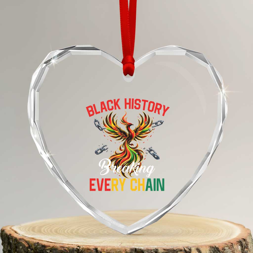 Phoenix Rising Breaking Every Chain Heart Crystal Glass Ornament Black History Month Freedom Gift - Wonder Print Shop