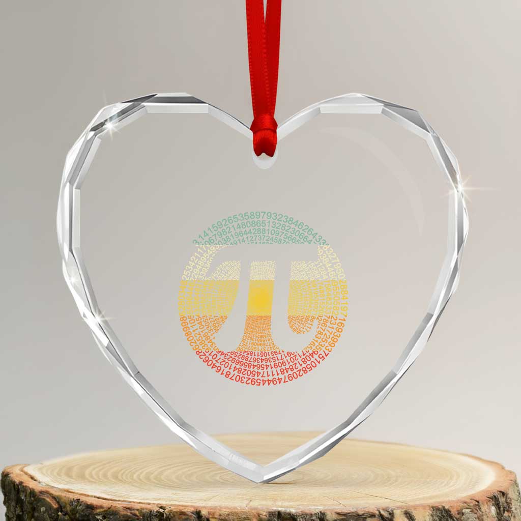 Pi Day Heart Crystal Glass Ornament 3,14 Pi Number Retro Symbol Math Science
