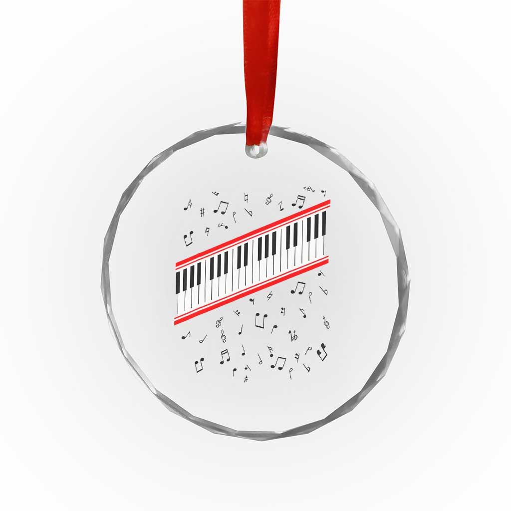 Piano Keyboard Graphic Crystal Glass Ornament Musical Notes Alignment Pianist