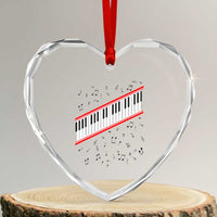 Piano Keyboard Graphic Heart Crystal Glass Ornament Musical Notes Alignment Pianist