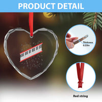 Piano Keyboard Graphic Heart Crystal Glass Ornament Musical Notes Alignment Pianist