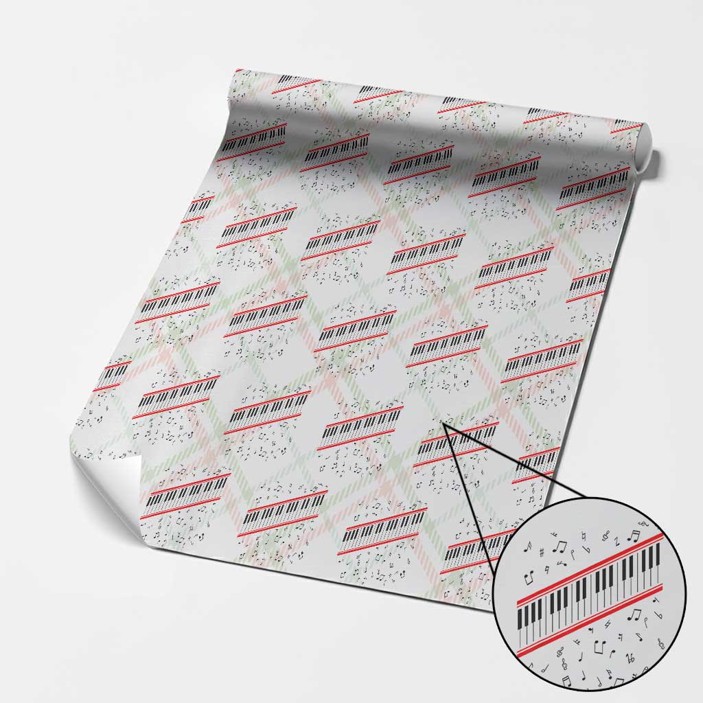 Piano Keyboard Graphic Wrapping Paper Roll Musical Notes Alignment Pianist