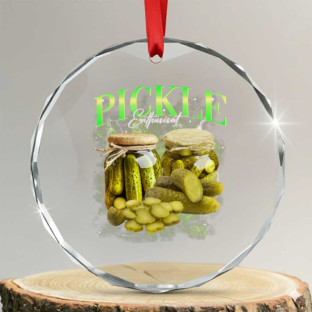 Pickle Lovers Crystal Glass Ornament Retro Pickle Enthusiast Vintage 90s Graphic