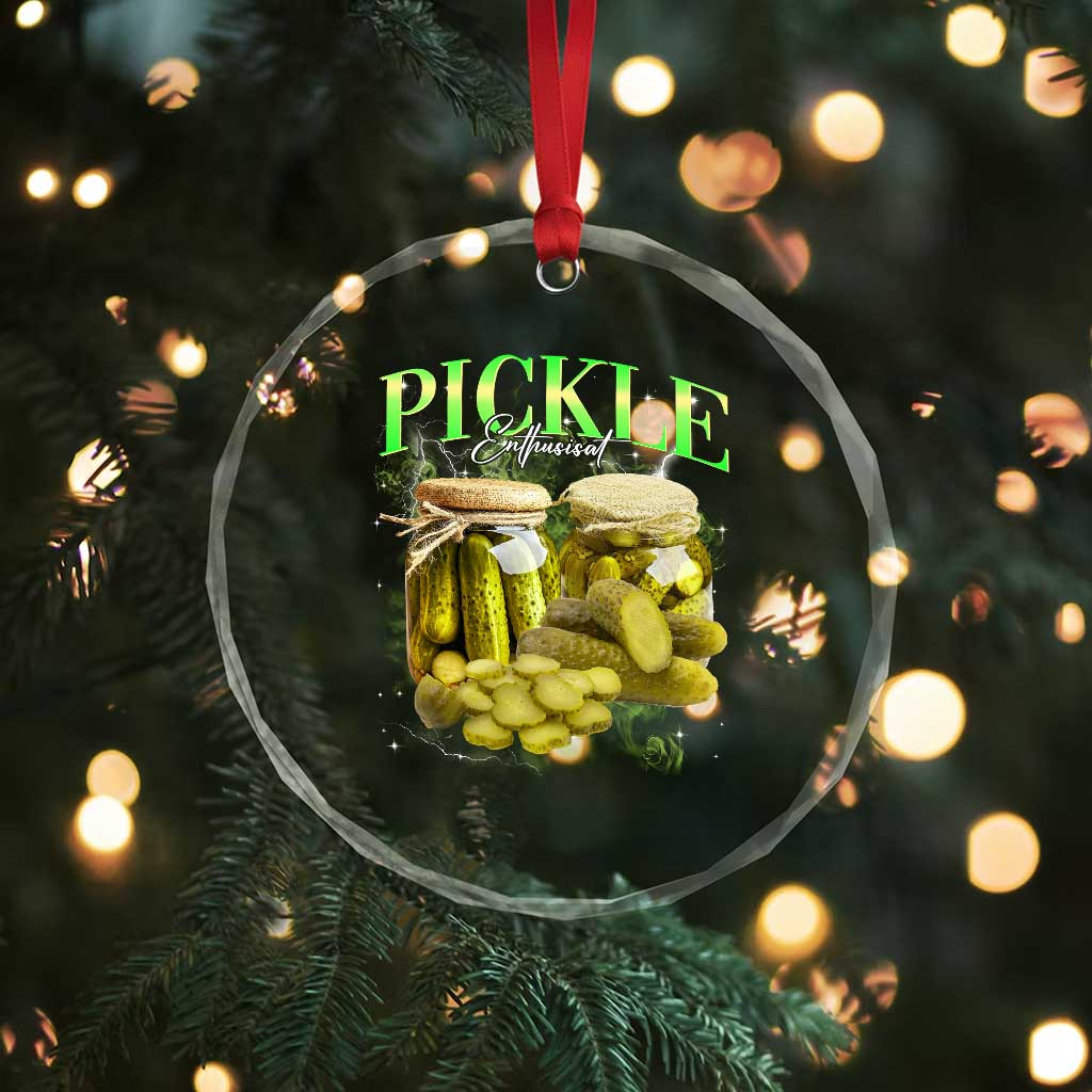Pickle Lovers Crystal Glass Ornament Retro Pickle Enthusiast Vintage 90s Graphic