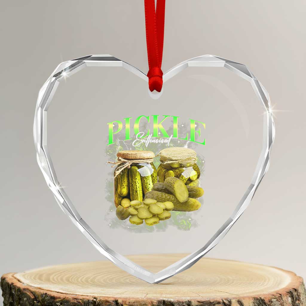 Pickle Lovers Heart Crystal Glass Ornament Retro Pickle Enthusiast Vintage 90s Graphic