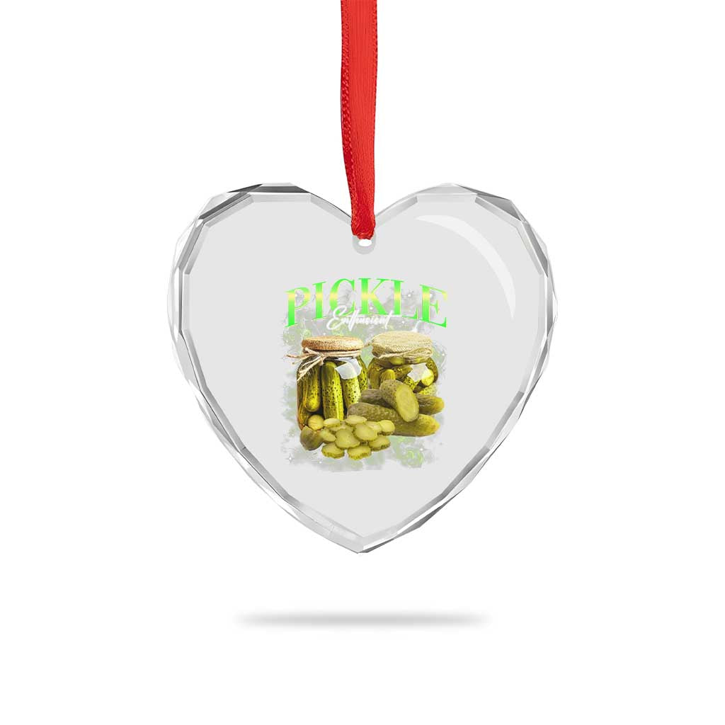 Pickle Lovers Heart Crystal Glass Ornament Retro Pickle Enthusiast Vintage 90s Graphic
