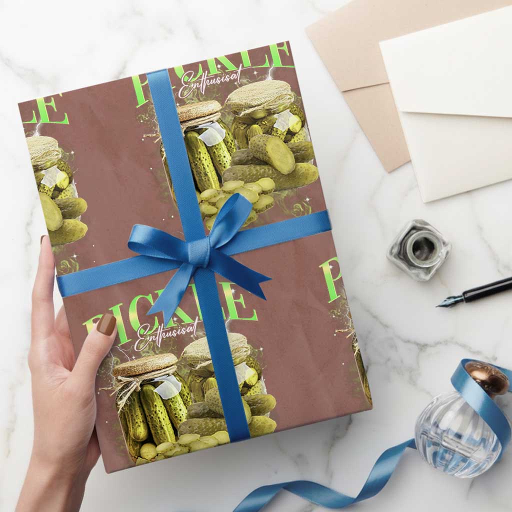 Pickle Lovers Wrapping Paper Roll Retro Pickle Enthusiast Vintage 90s Graphic