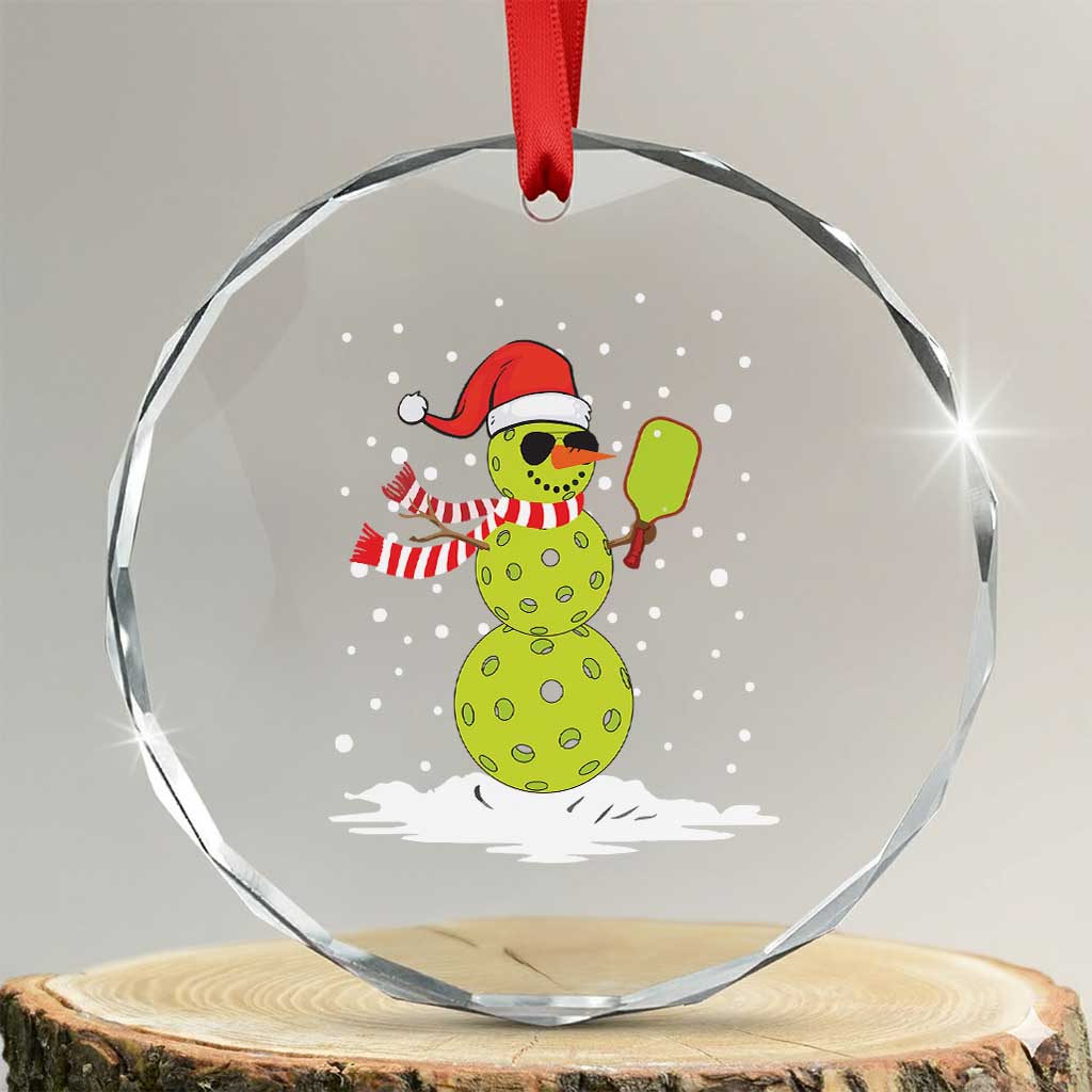 Pickleball Crystal Glass Ornament Santa Hat Snowman Xmas TS10
