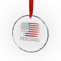 Pickleball Lover Vintage American Flag Crystal Glass Ornament 4th of July - Wonder Print Shop