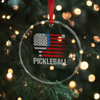 Pickleball Lover Vintage American Flag Crystal Glass Ornament 4th of July - Wonder Print Shop