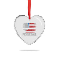 Pickleball Lover Vintage American Flag Heart Crystal Glass Ornament 4th of July - Wonder Print Shop