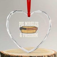 Pig Missiles And Freedom 4th of July Patriotic Hotdog Heart Crystal Glass Ornament