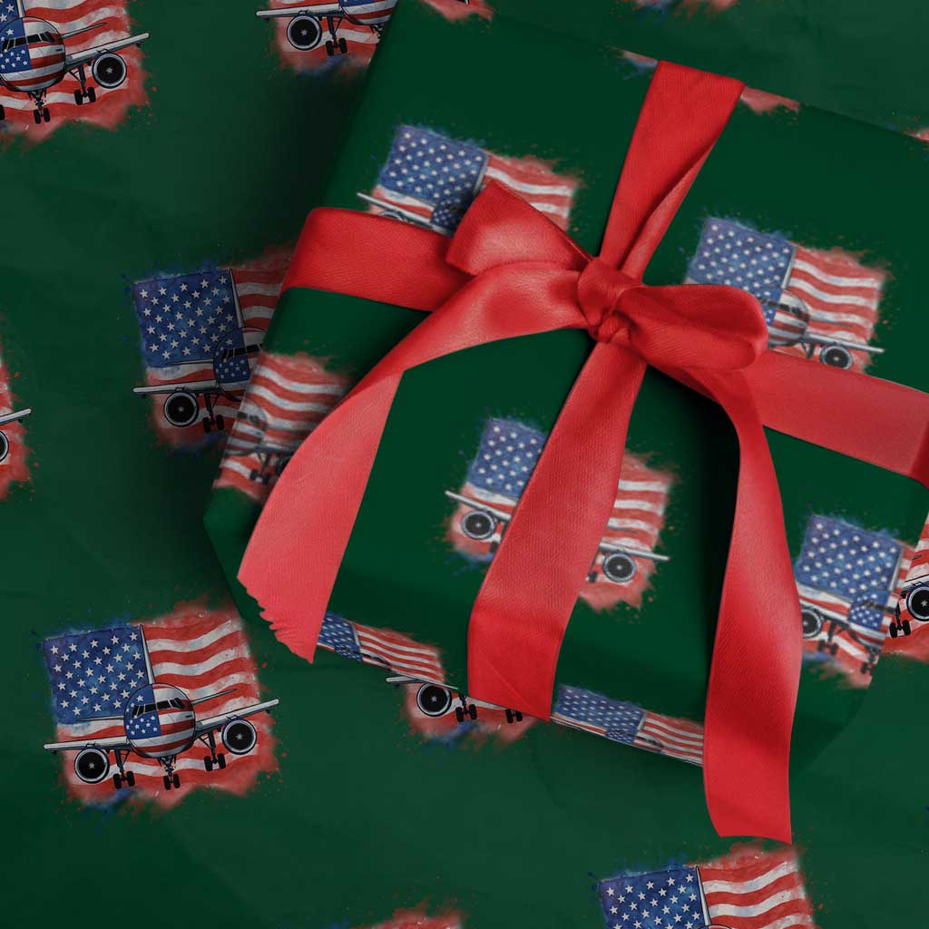 Pilot Airplane Patriotic American Flag Plane Aviation Wrapping Paper Roll - Wonder Print Shop