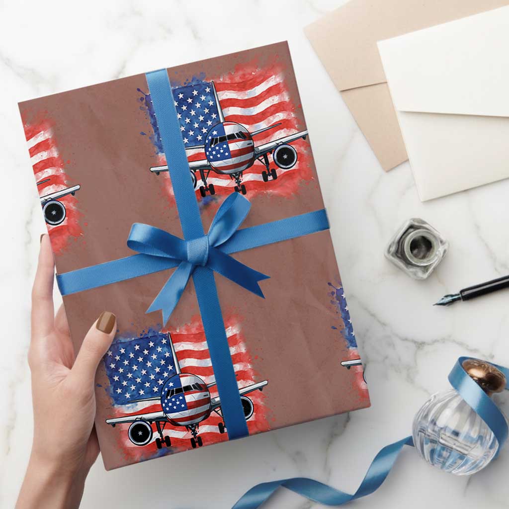 Pilot Airplane Patriotic American Flag Plane Aviation Wrapping Paper Roll - Wonder Print Shop