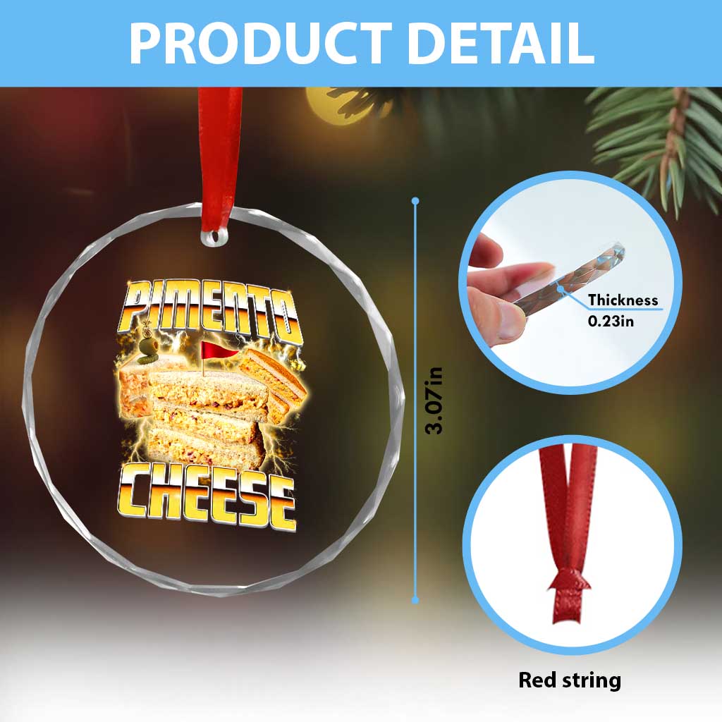 Pimento Cheese Crystal Glass Ornament Funny Cheesemonger Cheese Lovers Bootleg Art